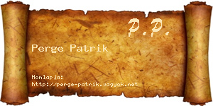 Perge Patrik névjegykártya